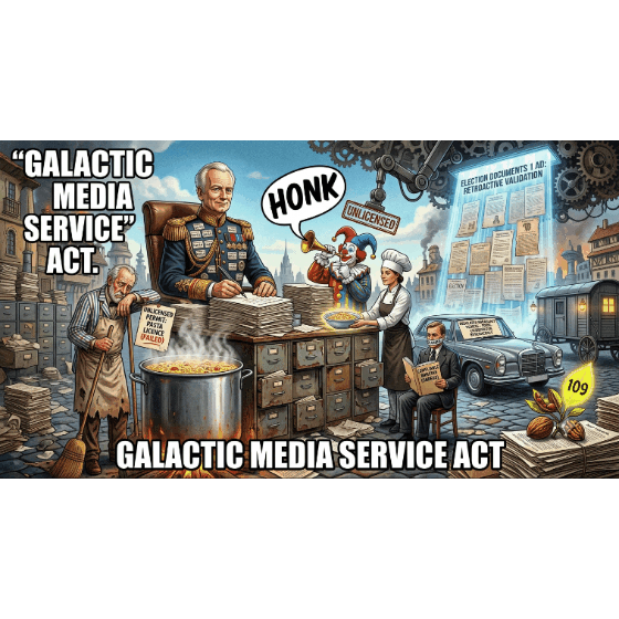DR. Z: “CHANCENLOS PALPARTINE – THE GALACTIC MEDIA SERVICE ACT AND THE NULLIFICATION OF ALL ELECTIONS SINCE CHRIST” 🌌📡🍝