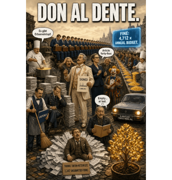 THE DR. Z. REVUE: DON AL DENTE SIGNED 1,347 DIRECTIVES HE HADN’T READ β AND BOZO HAS NOW ACCUMULATED THE LARGEST FINE IN EU HISTORY πͺπΊππ